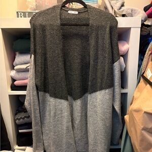 Dex Gray Knit Cardigan with Color Block Design